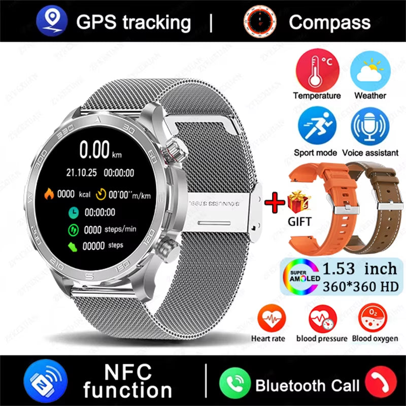 2026 New GPS Smart Watch Men AMOLED Screen Always Show Time Heart Rate IP68 Waterproof Bluetooth Call Sports Fitness Smart Watch