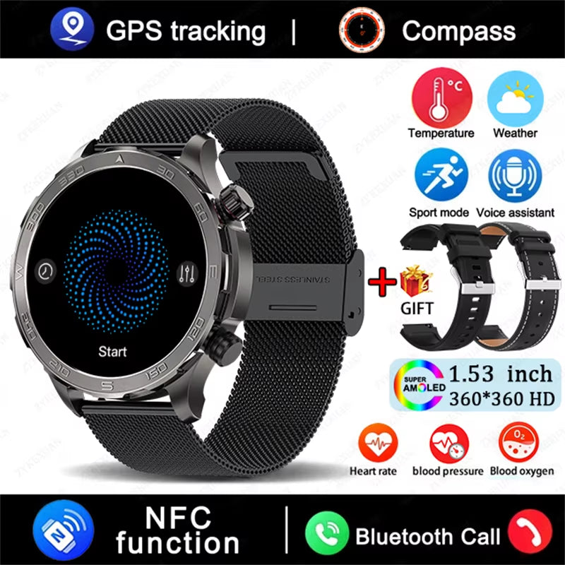 2026 New GPS Smart Watch Men AMOLED Screen Always Show Time Heart Rate IP68 Waterproof Bluetooth Call Sports Fitness Smart Watch