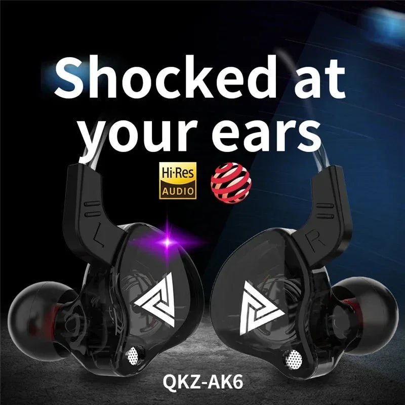 3.5MM Headset Music Earbuds In Ear With Mic Original QKZ AK6 Copper Driver HiFi Wired Earphone Race Sport Headphone Bass Stereo