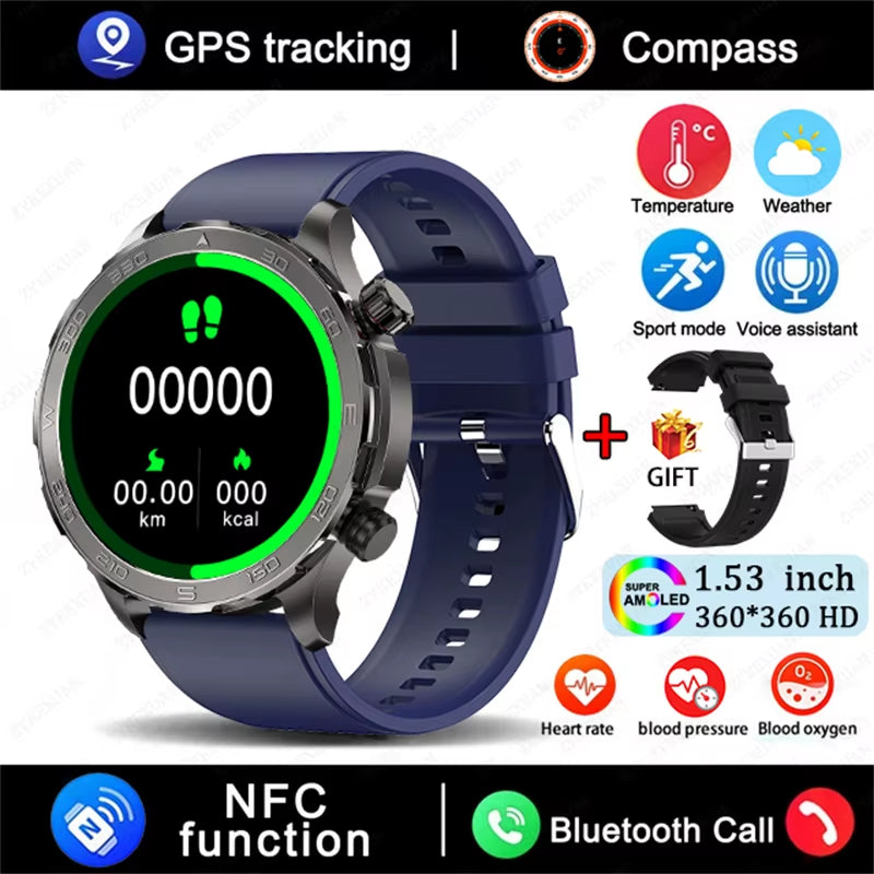 2026 New GPS Smart Watch Men AMOLED Screen Always Show Time Heart Rate IP68 Waterproof Bluetooth Call Sports Fitness Smart Watch