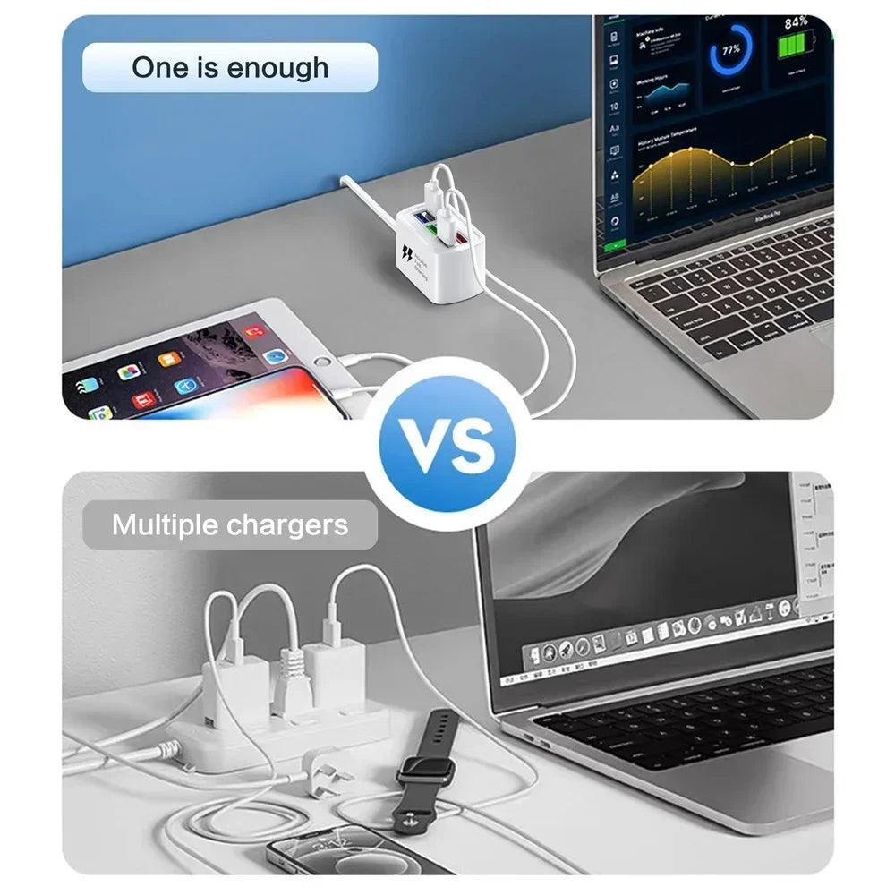 6 Ports Power Strip Multi USB Phone Charger Universal Adapter Fast Quick Charging Head Socket Wall Charger Socket HUB Splitter