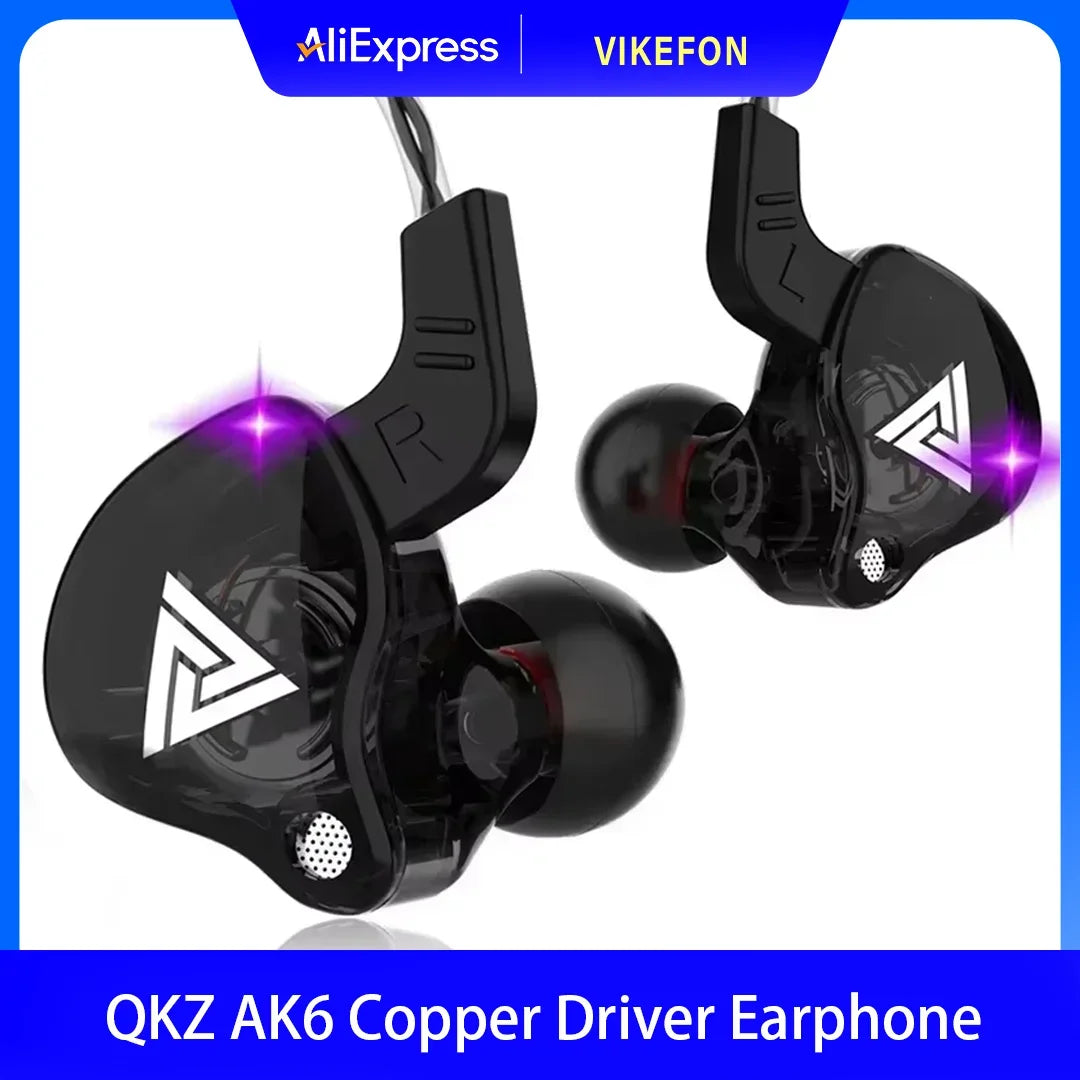 3.5MM Headset Music Earbuds In Ear With Mic Original QKZ AK6 Copper Driver HiFi Wired Earphone Race Sport Headphone Bass Stereo