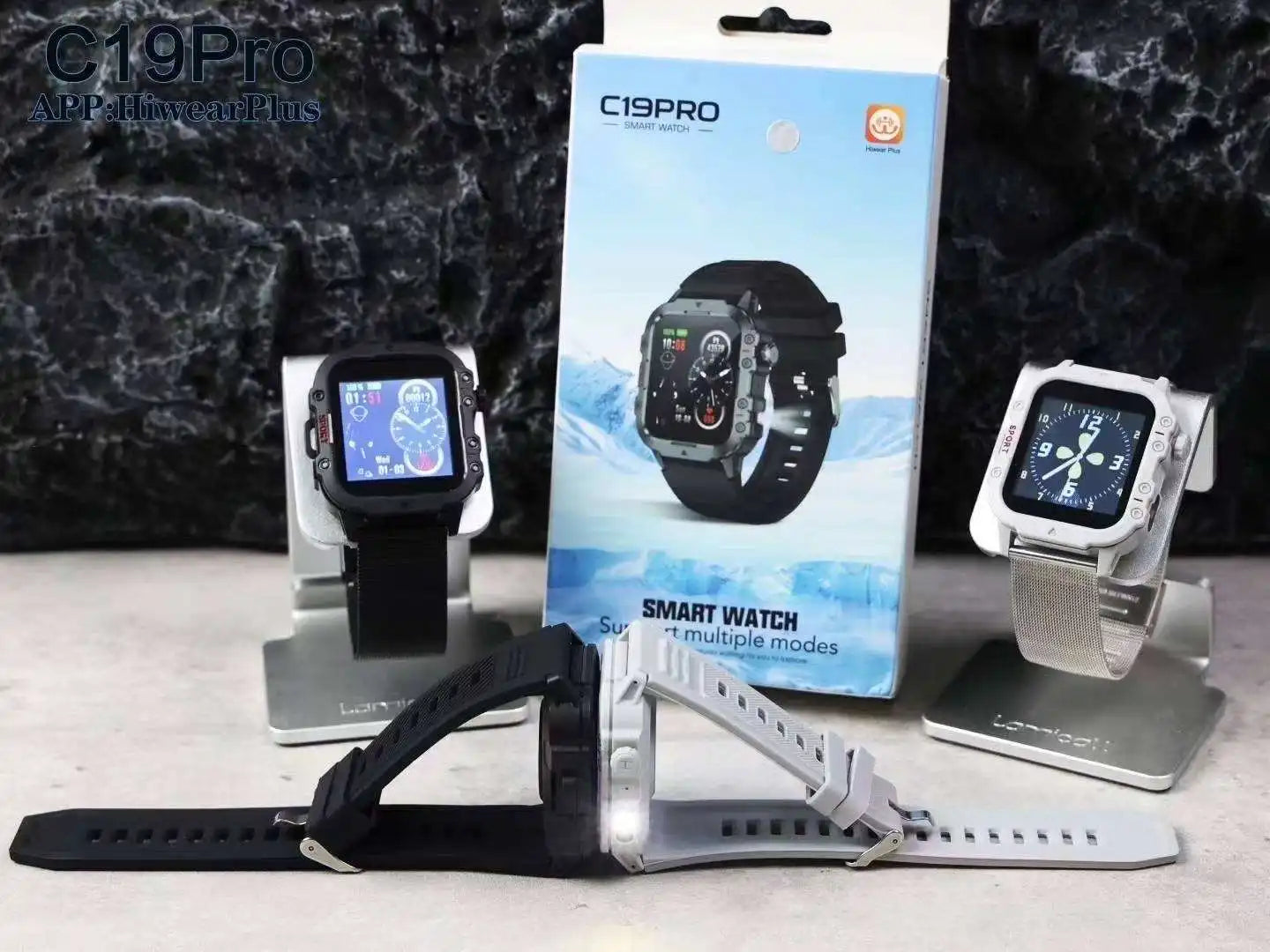 Bestselling Smart Watch C19Pro Smartwatch Fitness Tracker BT Call Outdoor Bracelet With Flashlight Alarm Clock C19PRO Smartwatch