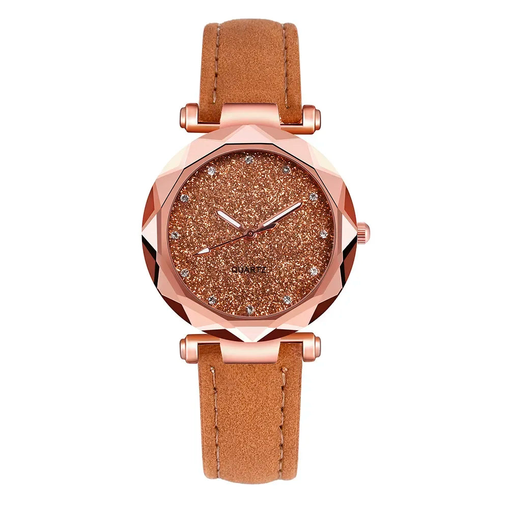 Ladies Rose Gold Quartz Watch Female Belt Watch Fashion Korean Rhinestone Ladies Business Rose Gold Watch Women ساعة رياضي