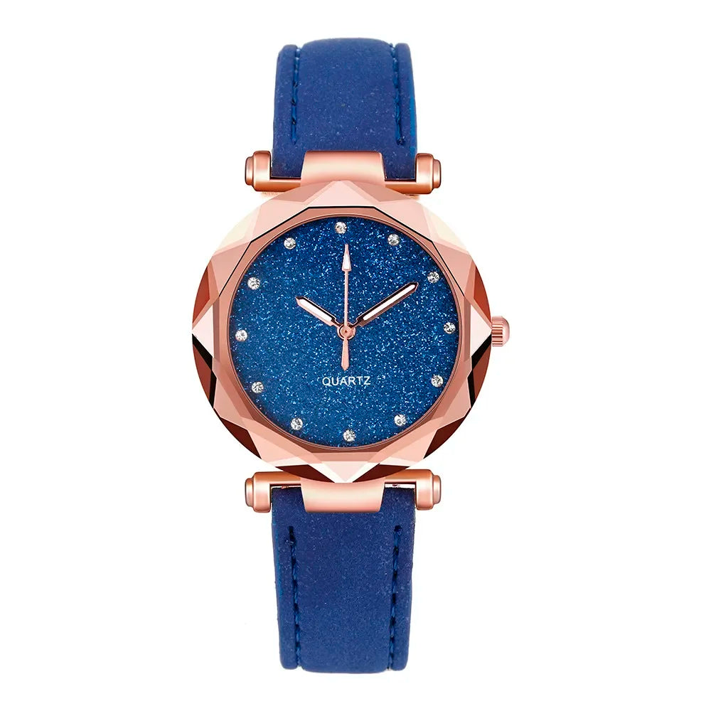 Ladies Rose Gold Quartz Watch Female Belt Watch Fashion Korean Rhinestone Ladies Business Rose Gold Watch Women ساعة رياضي