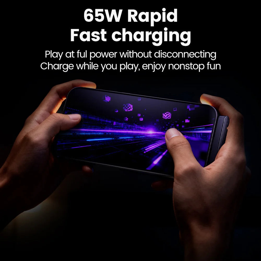 65W USB Fast Charging Cable With Foldable Phone Holder 2-in-1 Type-C Quick Charge Data Wire USB C Charging Line For Mobile Phone