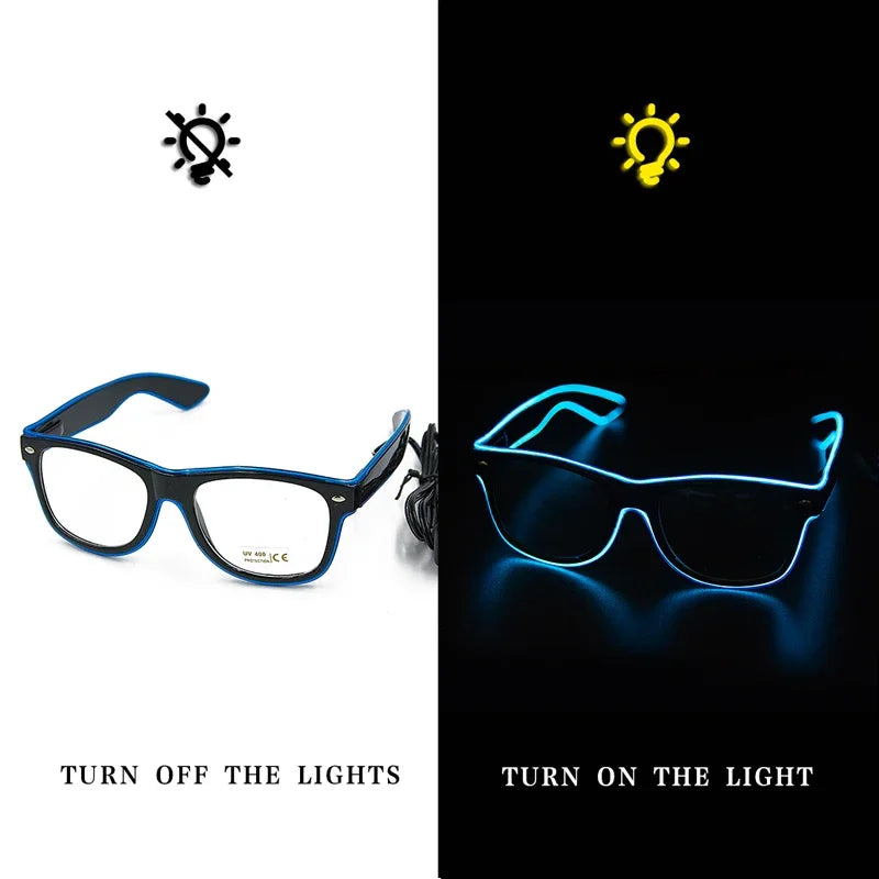 Flashing Glasses EL Wire LED Glasses Glowing Party Supplies Lighting Novelty Gift Bright Light Festival Party Glow Sunglasses
