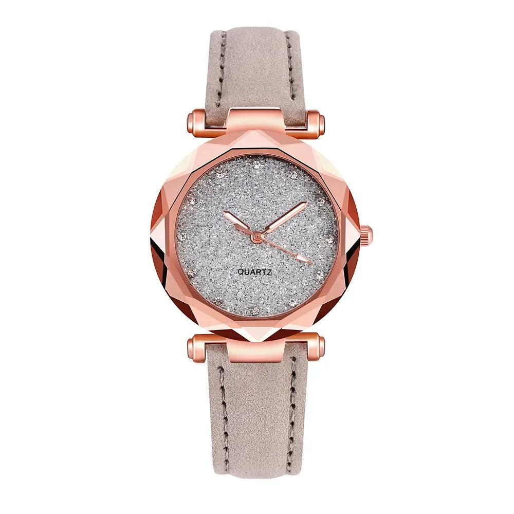 Ladies Rose Gold Quartz Watch Female Belt Watch Fashion Korean Rhinestone Ladies Business Rose Gold Watch Women ساعة رياضي
