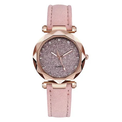 Ladies Rose Gold Quartz Watch Female Belt Watch Fashion Korean Rhinestone Ladies Business Rose Gold Watch Women ساعة رياضي