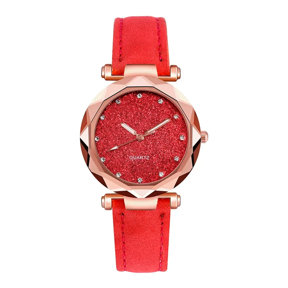 Ladies Rose Gold Quartz Watch Female Belt Watch Fashion Korean Rhinestone Ladies Business Rose Gold Watch Women ساعة رياضي