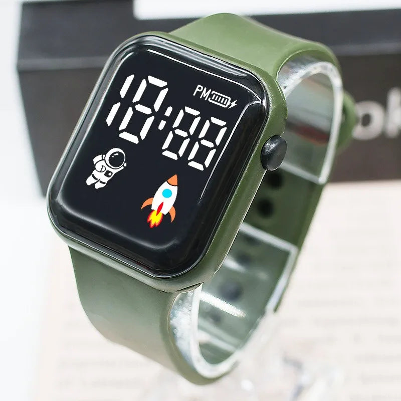 Kids Electronic Watch Sport LED Digital Watches for Children Boys Girls Gifts Spaceman Silicone Strap Early Education Wristwatch
