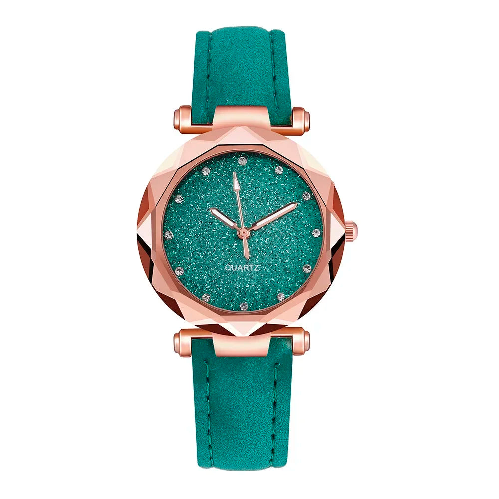 Ladies Rose Gold Quartz Watch Female Belt Watch Fashion Korean Rhinestone Ladies Business Rose Gold Watch Women ساعة رياضي