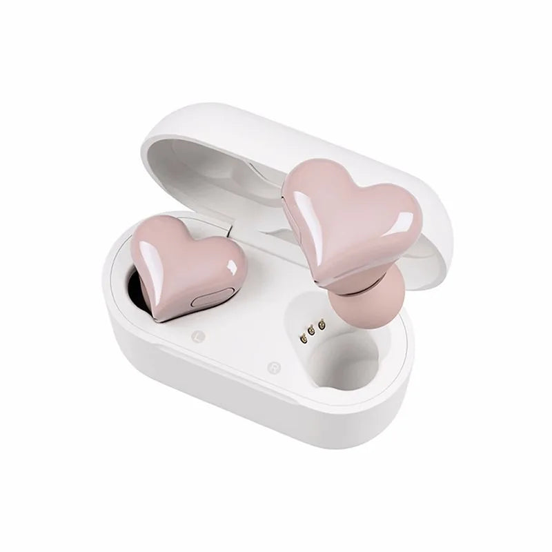 Heartbuds Wireless Earphones TWS Earbuds Bluetooth Headset Heart Buds Women Fashion Pink Gaming Student Headphones Girl Gift