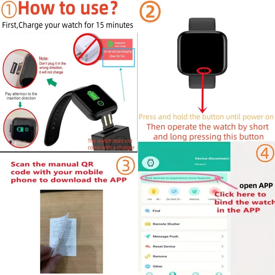 2024 New For Multifunction Smart Watch Kid Men Woman Message Remind Music Control Sport Step Calories 116 Smartwatch Alarm Clock