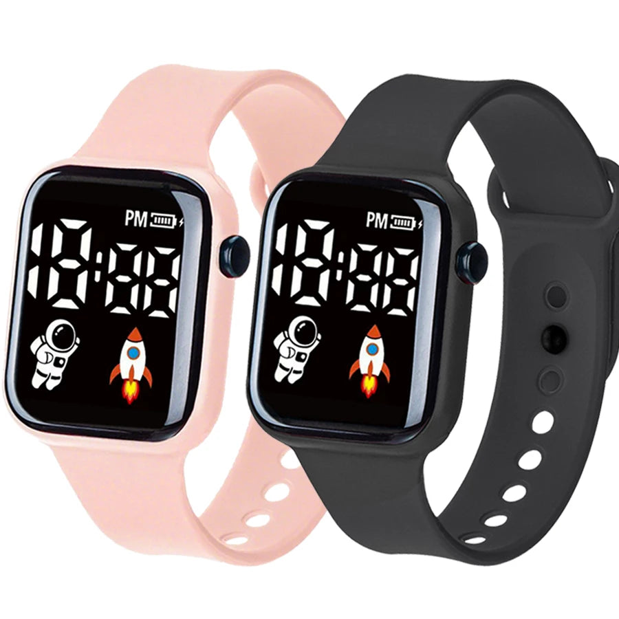 Kids Electronic Watch Sport LED Digital Watches for Children Boys Girls Gifts Spaceman Silicone Strap Early Education Wristwatch