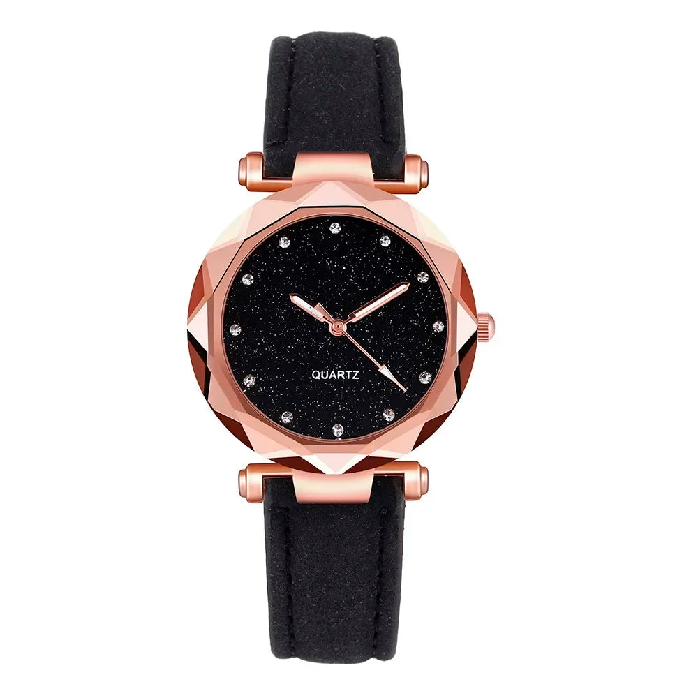 Ladies Rose Gold Quartz Watch Female Belt Watch Fashion Korean Rhinestone Ladies Business Rose Gold Watch Women ساعة رياضي