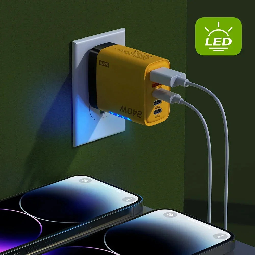 240W GaN 5 in 1 USB C Charger Fast Charging Phone Charger Power Adapter Type C EU/US Plug Wall Charger For iPhone Samsung Xiaomi