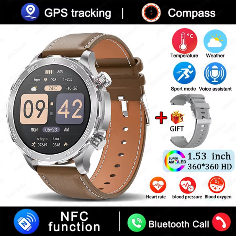 2026 New GPS Smart Watch Men AMOLED Screen Always Show Time Heart Rate IP68 Waterproof Bluetooth Call Sports Fitness Smart Watch