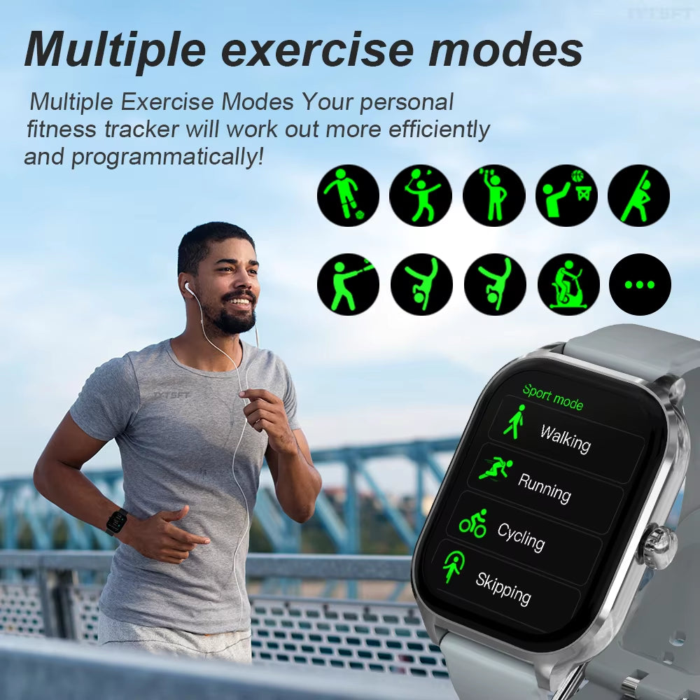 2024 New Fashion Smart Watch Heart Rate Monitor Sports Fitness Watch Waterproof Voice Call Smart Watch for Android IOS